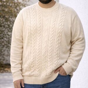COOFANDY Cream Cable Knit Sweater Classic 3XL Men's NWT